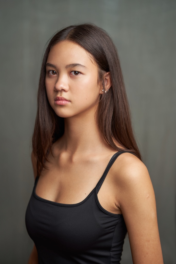 Asian teenager student actress with long hair